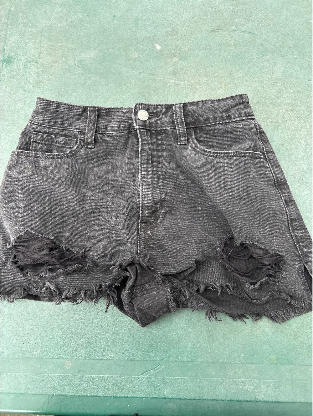 Hollister Women's Black Distressed Denim Shorts Size 24